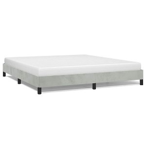 vidaXL King Bed Frame, Velvet Upholstered Platform Bed Frame, Light Gray, No Mattress - 1 of 4