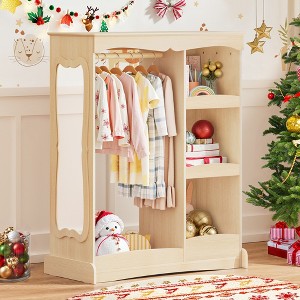 Arceso Kids Dress Up Storage with Flower Mirror, Pink Open Wardrobe & Costume Organizer for Bedroom and Playroom - 1 of 4