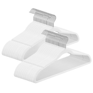 SONGMICS Rubber-Coated Plastic Hangers, 50 Pack Non-Slip Coat Hangers, Space-Saving Slim Clothes Hangers - 1 of 4