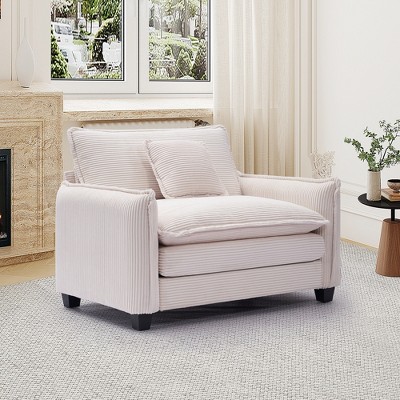 ONWITH 40" Chenille Lounge Chair for Reading, Modern Couch Cozy Sofa Bed, Upholstered Living Room Single Sofa Accent Chair with Ottoman