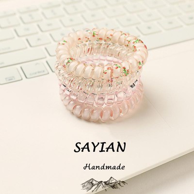 4 pcs Flower pattern Phone Circle Coil Hair Ties, Mixed color Hair circle, and Cute Hair Accessories - Perfect for Girls and Women