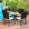 Tangkula 4 PCS Stackable Rattan Chairs Outdoor Dining Chairs w/Cushion for Porch Yard Garden - image 2 of 4