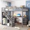 TiramisuBest Twin Loft Bed with Desk & Shelves, White, Space-Saving Wooden Loft Bed for Kids, Study & Play - 3 of 4