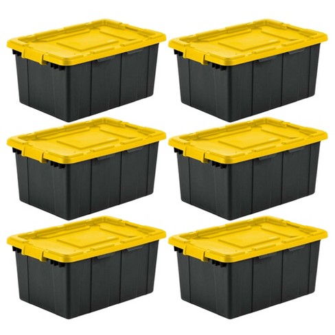 Sterilite 15 Gal Industrial Storage Tote w/ Latching Lid, Black/Yellow (6  Pack), 1 Piece - Kroger
