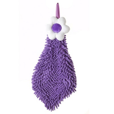 REGALWOVEN Soft Absorbent Flower Pattern Chenille Hand Towel with Loop 6" x 15" 1 Pack