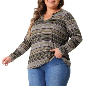 Agnes Orinda Women's Plus Size Long Sleeve Notch V-Neck Casual Fall Winter Blouses - 1 of 4