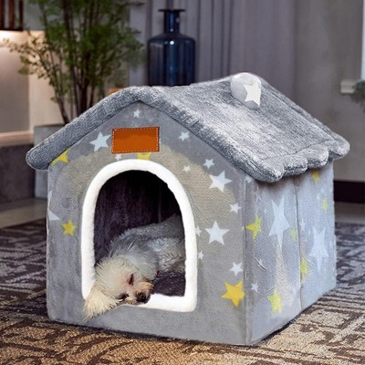 Foldable Indoor Dog House with Memory Sponge Cushion, Warm Pet Kennel Bed for Small/Medium/Large Dogs & Cats (Medium)