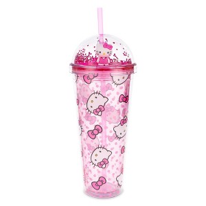 Silver Buffalo Sanrio Hello Kitty 24-Ounce Confetti Carnival Cup With Dome Lid and Straw - 1 of 4