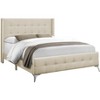 Monarch Specialties Bed, Queen Size, Bedroom, Upholstered, Beige Linen Look, Chrome Metal Legs - 3 of 4