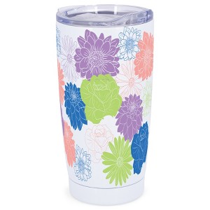 Elanze Designs Daisy Dahlia Rose Bright & Bold Flowers Wrap-Around Design 20 Ounce Stainless Steel On-The-Go Coffee Mug, Thermal Travel Tumbler with - 1 of 4