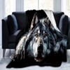 Four Season Flannel Throw Blanket with Grey Wolf Print, Versatile All-Weather Polyester Wolf-Themed Nap Blanket. - 2 of 4