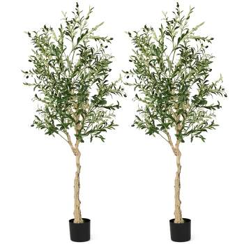 Tangkula 2-Pack Artificial Olive Tree 6 FT Tall Faux Olive Plants for Indoor and Outdoor