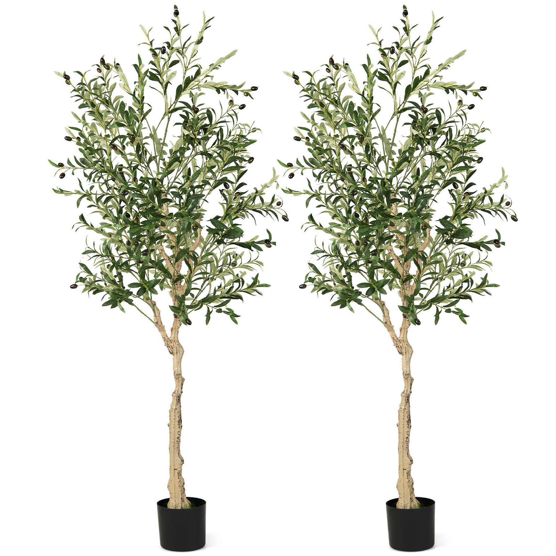 Costway 2-Pack Artificial Olive Tree 6 FT Tall Faux Olive Plants for Indoor and Outdoor