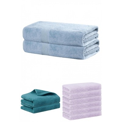 REGALWOVEN Absorbent Solid Bath Hand Face Cloths Cotton Towels 3 Piece Sets