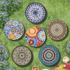 XIYUYEU French Country Patio End Table with Vibrant Tile Top, Outdoor SideTables with Scrolling Floral Patterns and Curved Frame -Multicolored - 3 of 4