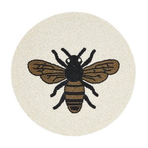Saro Lifestyle Honeybee Treasure Placemat (Set of 4), 15"x15", Gold - 1 of 4