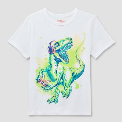 Kids' Adaptive Short Sleeve Dino Graphic T-Shirt - Cat & Jack™ White