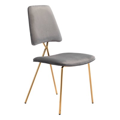 Set of 2 Cecilia Dining Chairs Gray/Gold - ZM Home