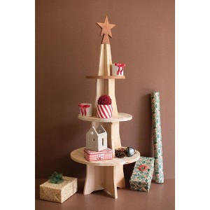 Kalalou Wooden Christmas Tree Display – Rustic Holiday Tabletop Decor - 1 of 3