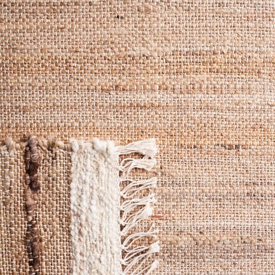 Natural Brown Wool Handwoven Striped Area Rug 3' x 5'