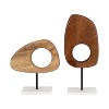 Kate & Laurel All Things Decor 2pc Yoakes Wood and Marble Art Sculptures White/Brown - 4 of 4