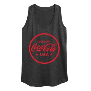 Women's Coca-Cola Enjoy Coca Cola USA Graphic Racerback Tank - Heather Charcoal - 2 X-Large - 1 of 4