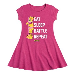Girls' - Pokémon - Eat Sleep Battle Repeat Fit & Flair Cap Sleeve Dress - 1 of 3