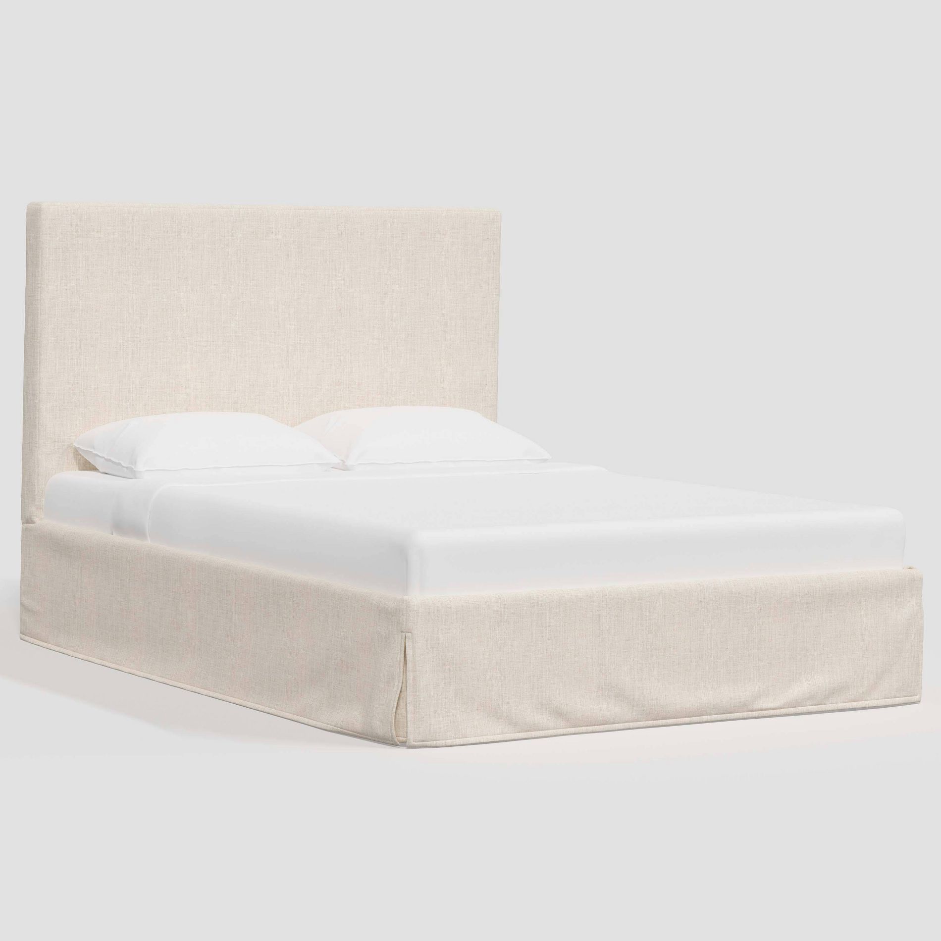 King Kelly Slipcover Bed in Linen Talc - Threshold™: Upholstered Pine Frame, King Size, Requires Box Spring