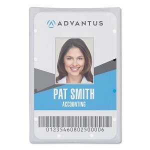 Advantus Clear ID Card Holder, Horizontal, Clear 2.31" x 3.69" Holder, 2.13" x 3.38" Insert, 25/Pack - 1 of 3