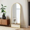 PexFix 26 in. W. x 63 in. H Full Length Arched Free Standing Body Mirror Metal Framed Wall Mirror Large Floor Mirror in Gold - 2 of 4
