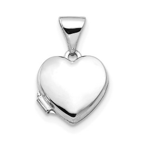 Black Bow Jewelry 14k White Gold 10mm Polished Heart Shaped Locket - 1 of 4