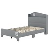 Platform Bed, Wood Twin Size Platform Bed Frame with Storage Headboard and Wood Slat Support, Wood Modern House Style Bed for Kids Grown-ups, Grey - 4 of 4
