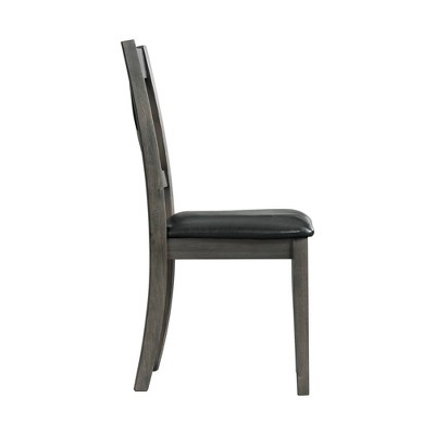 Cross-Back Gray Faux Leather Upholstered Side Chair Set