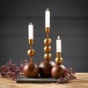 Sullivans 10.25", 7.75" & 5.5" Gold & Wood Orb Candle Holders Set of 3 - 3 of 3