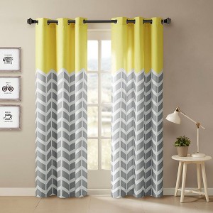 Chevron Printed Room Darkening Grommet Top Panel Pair - 1 of 4