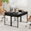 Tangkula Computer Desk with 2 Drawers Simple Wooden Study Writing Desk with Steel Frame 44 Inches Laptop PC Workstation Student Desk Black - 4 of 4