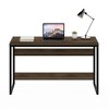 Furinno Modern 52" Wide Computer Desk Metal Frame Writing Study Laptop Table Home Office Workstation,Columbia Walnut - image 2 of 4