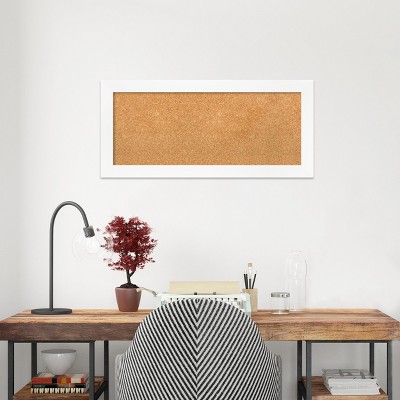 White Framed Natural Cork Bulletin Board, 36" x 18"