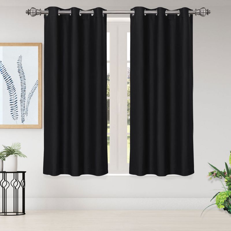 PiccoCasa Rod Pocket Solid Blockout Curtains Darkening Insulated Curtain 2 Panels, 1 of 5