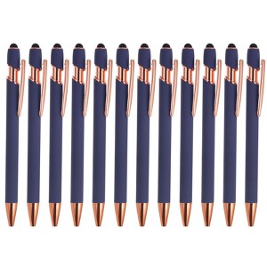 Unique Bargains Metal Black Ink Medium Screen-touching Tip Ballpoint Pen Style 2 12 Pcs - 1 of 4
