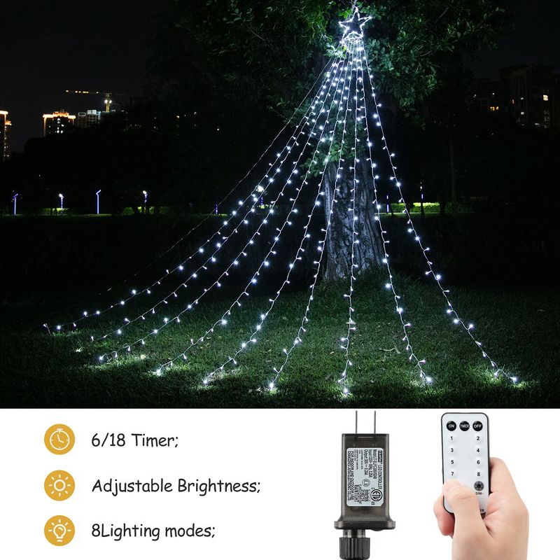 Christmas Decoration Star String Light, 335 LED 11.5FT Outdoor Christmas Tree Light with Topper Star, 5 of 7