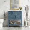 Wooakway 30"L Blue Freestanding Bathroom Vanity with Ceramic Sink 5 Drawers Solid Wood Frame - 3 of 4