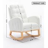 High Back Accent Rocking Chair with Footrest,Padded Lounge Armchair with Rubber Wood Base for Bedroom Living Room-Baofuwish - 4 of 4