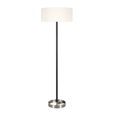 Hudson and Canal Two-Tone Floor Lamp with Drum Fabric Shade