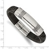 Chisel Stainless Steel Antiqued and Polished Black Woven Leather 8.25" ID Bracelet - 4 of 4
