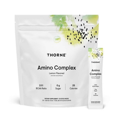 THORNE Amino Complex-EAA & BCAA powder for pre/post-workout, promotes lean muscle & energy,NSF Certified for Sport, lemon flavor,30 servings(8.25 oz).
