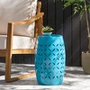 TUYOHW 12 inch Cylindrical Patio End Table,Patio Side Table with Laser-Cut Floral Design for Backyard,Pool,indoor Companion - 2 of 4