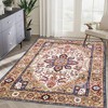 Lyngins Vintage Bohemian Floral Area Rug, Machine Washable Rug for Living Room, Ultra-Soft Faux Cashmere, Vintage Rug (No Shedding), Blue/Gold - 4 of 4