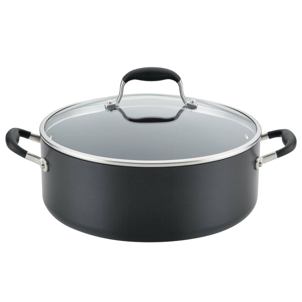 Photos - Pan Anolon Advanced Home 7.5qt Covered Wide Stockpot Onyx: Nonstick Hard Anodized Aluminum, Gas & Electric Compatible 