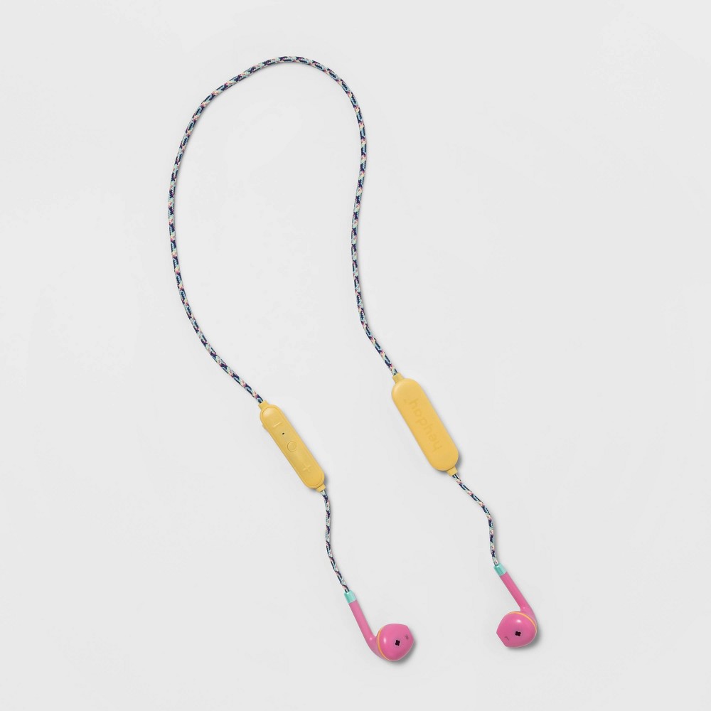 heyday Wireless Bluetooth Braided Cord Flat Earbuds - Bright Pink